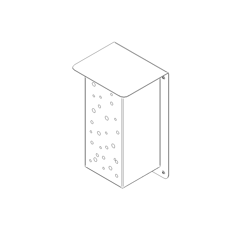 Bijenhotel BEEBOX van Stalen Design, cortenstalen wandbeugel met eiken bijenhotel voor wilde bijen.