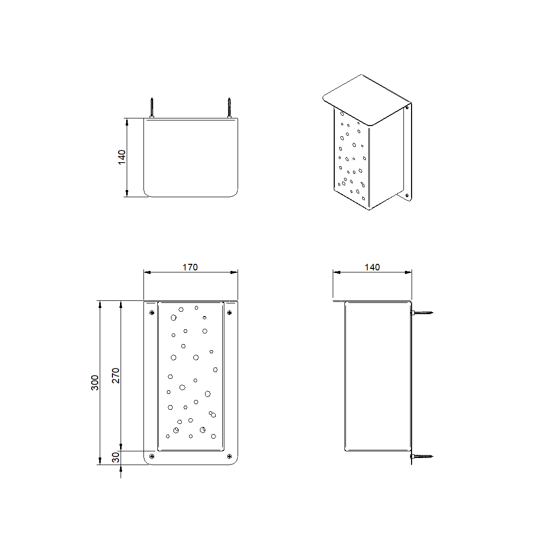 Bijenhotel BEEBOX van Stalen Design, cortenstalen wandbeugel met eiken bijenhotel voor wilde bijen.