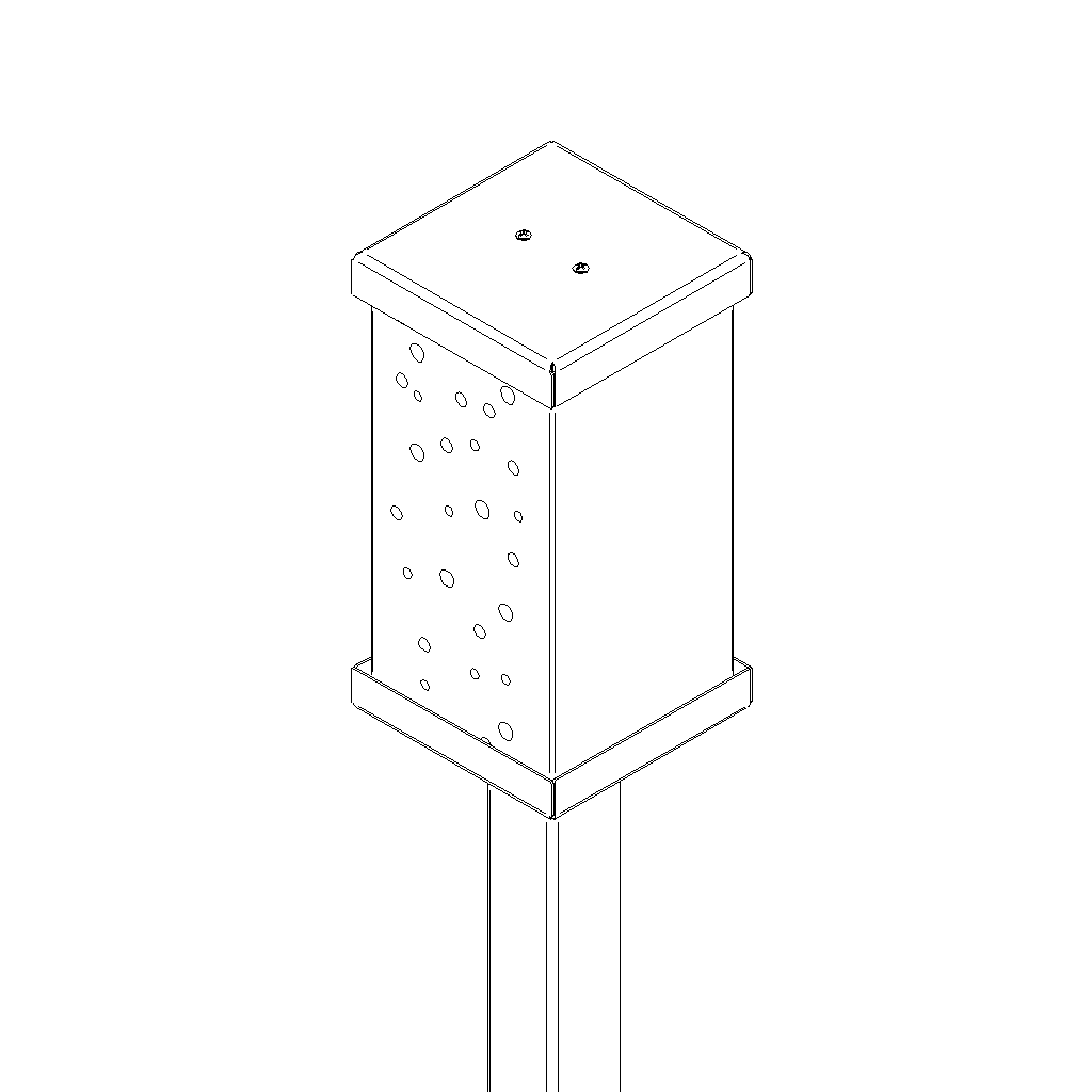 Bijenhotel BEEPOST van Stalen Design, cortenstalen bijenhotel met eiken blok en bijengaten voor wilde bijen.