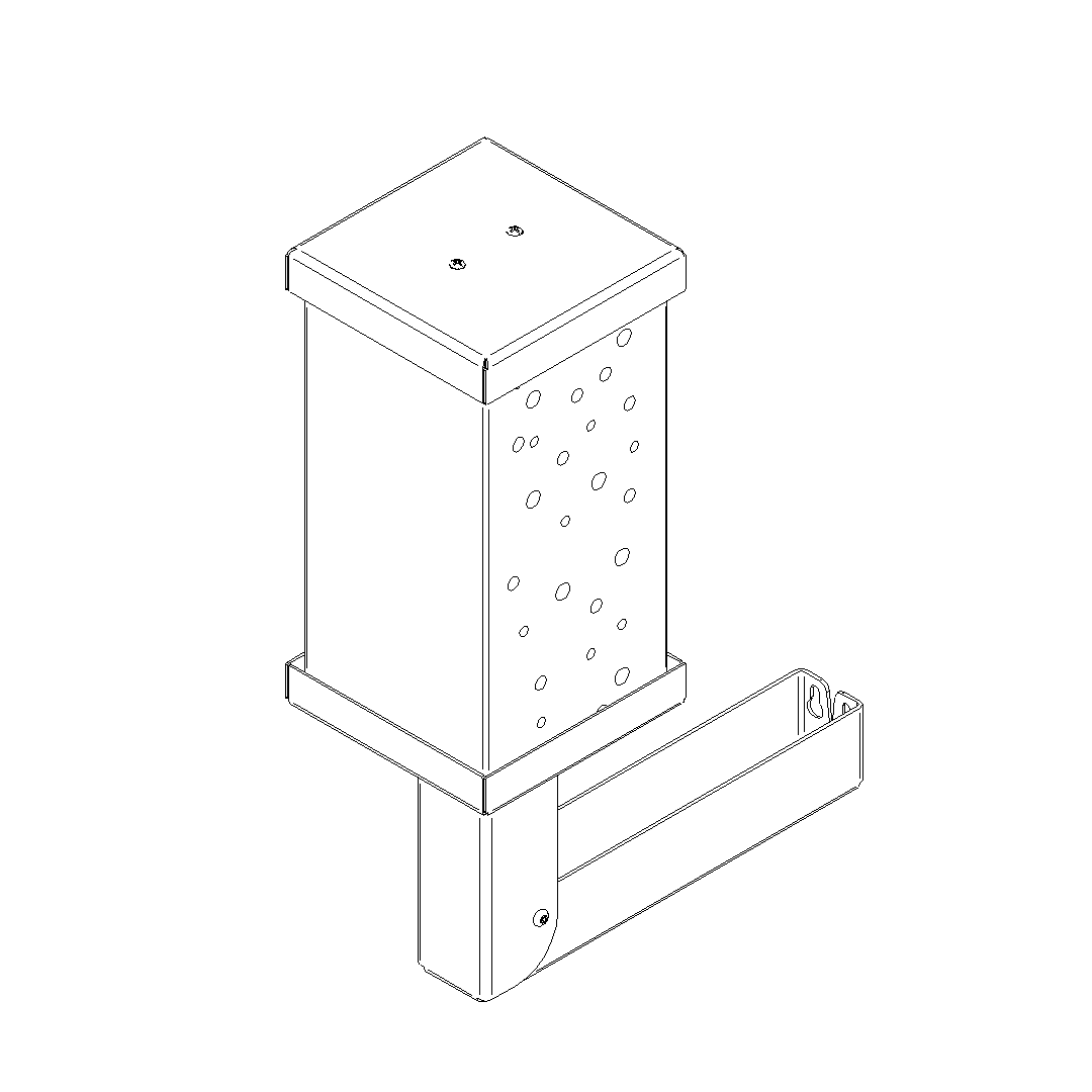 Bijenhotel BEEPOST van Stalen Design, cortenstalen bijenhotel met eiken blok en bijengaten voor wilde bijen.