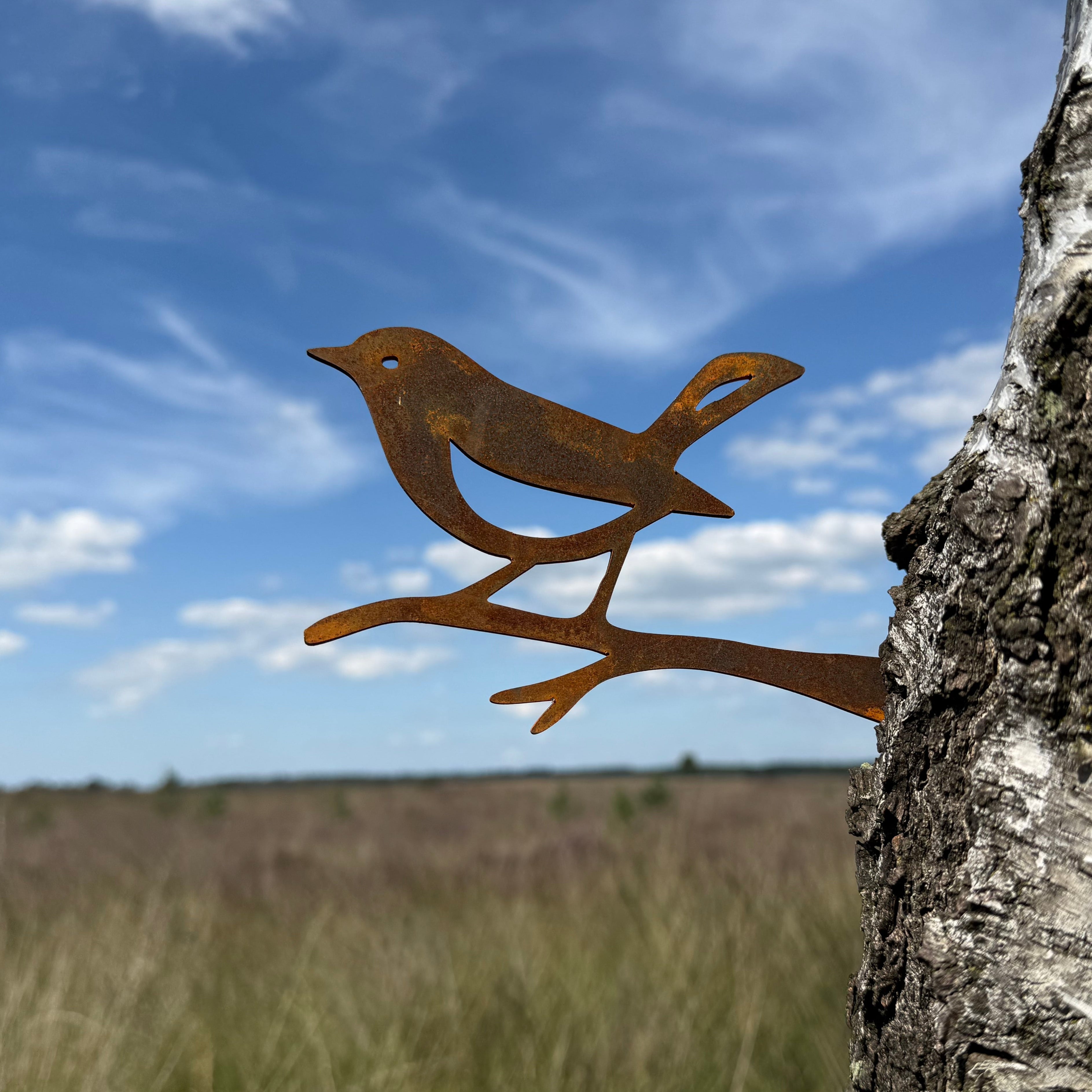 Tuinvorm GORGE – vogel op tak van cortenstaal voor in boomstam