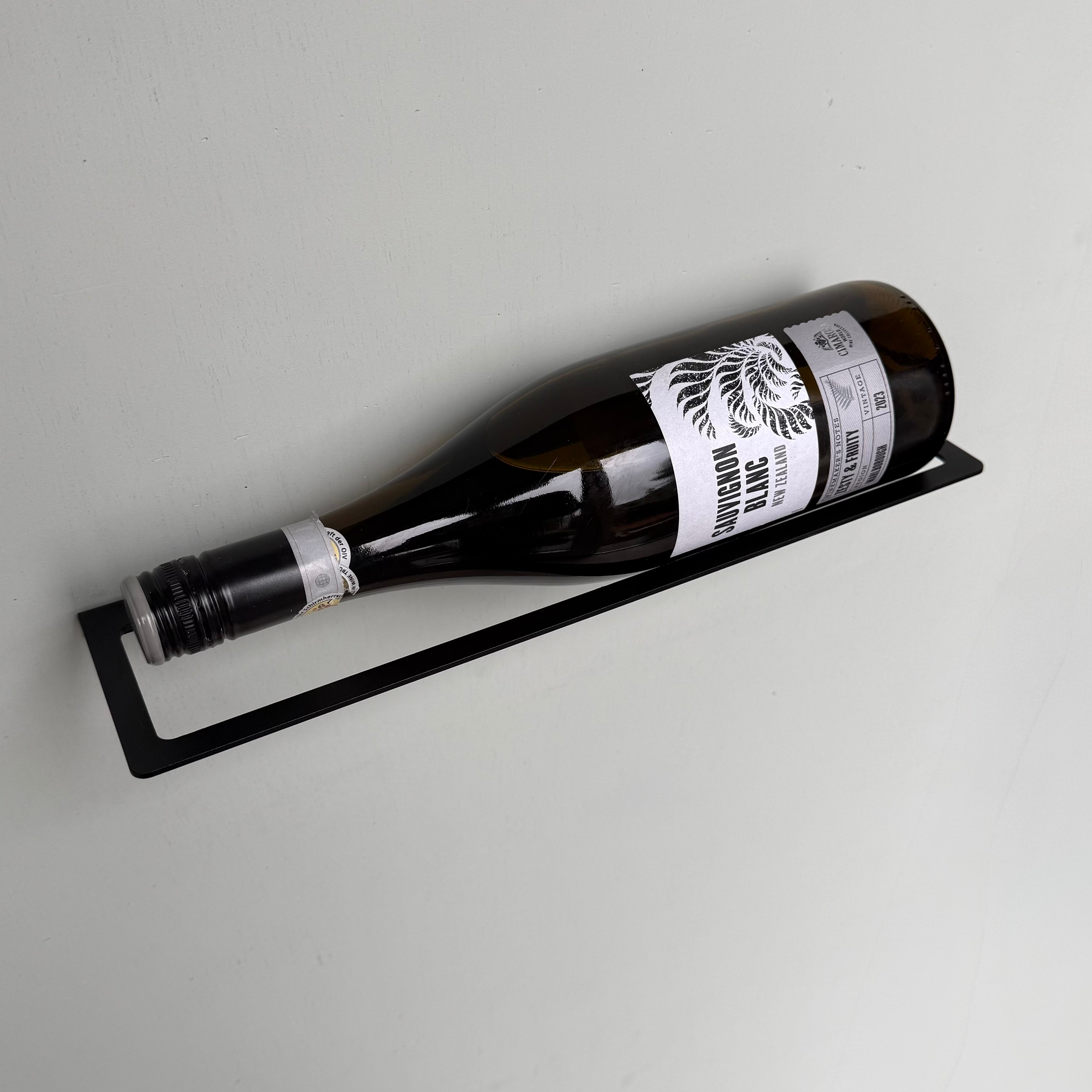 Wijnrek SOLOVINO – wandrek voor 1 wijnfles, zwart staal