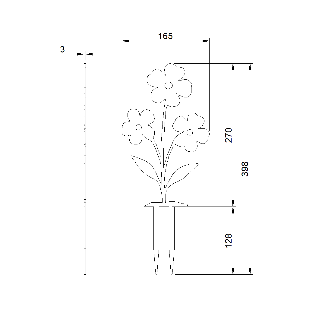 Tuinsteker FLORIFORM – cortenstalen bloemvorm voor tuinborder