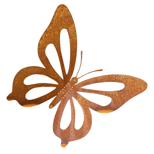 Tuinvorm ENILORAC – grote vlinder van cortenstaal voor wandmontage