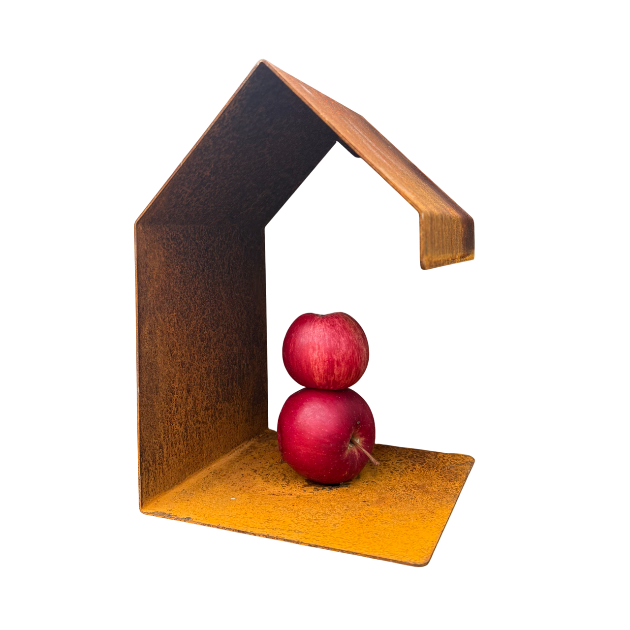 Vogelvoederhuis BITE – wandvoederhuisje met appelpin, vierkant model