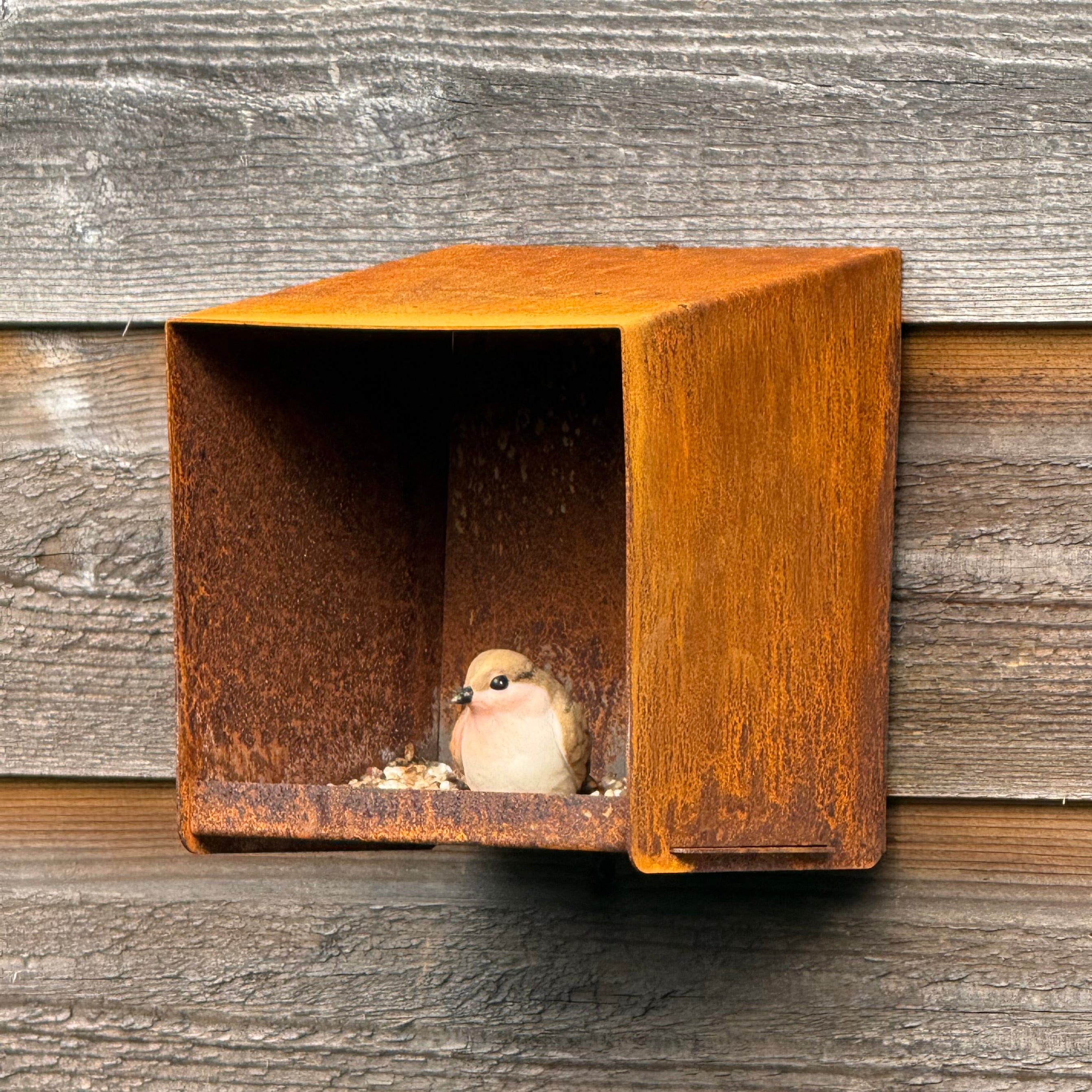 Vogelvoederhuis CHIRP – vierkant wandvoederhuisje 18x15x15 cm