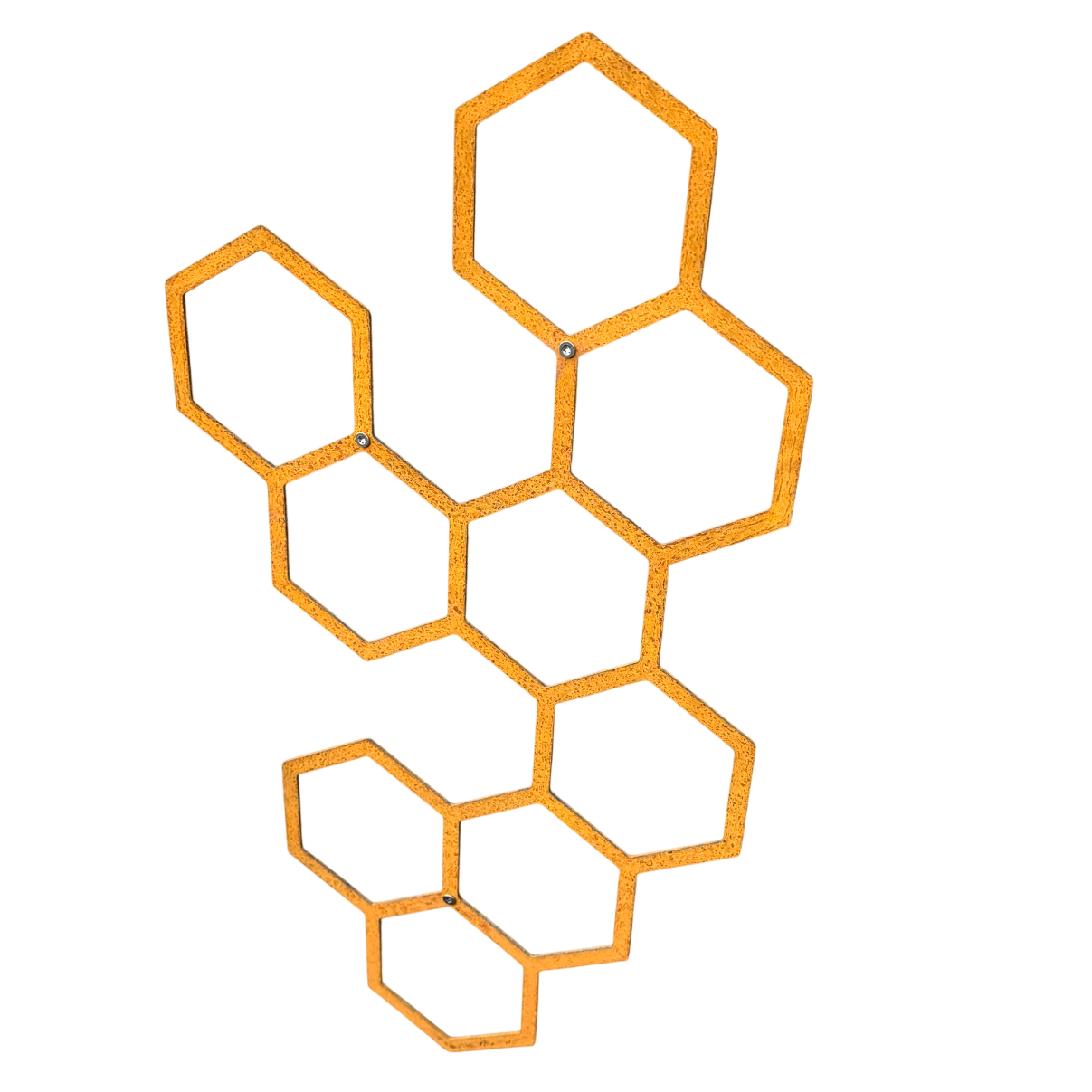 Wanddecoratie HEXA als design klimrek voor de tuin – duurzame roestlook