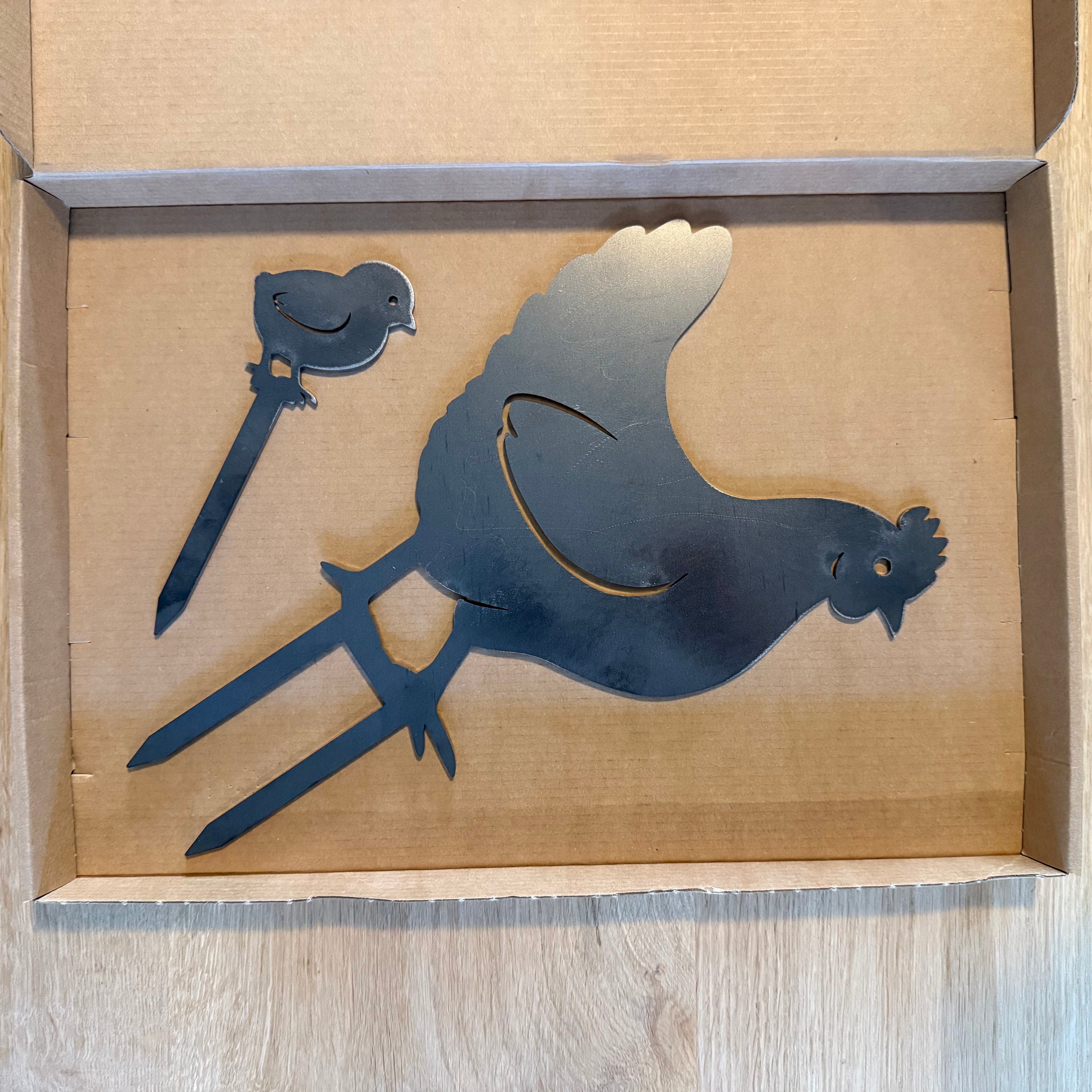 Tuinsteker KIPFAM – kippenfamilie tuinstekers van cortenstaal