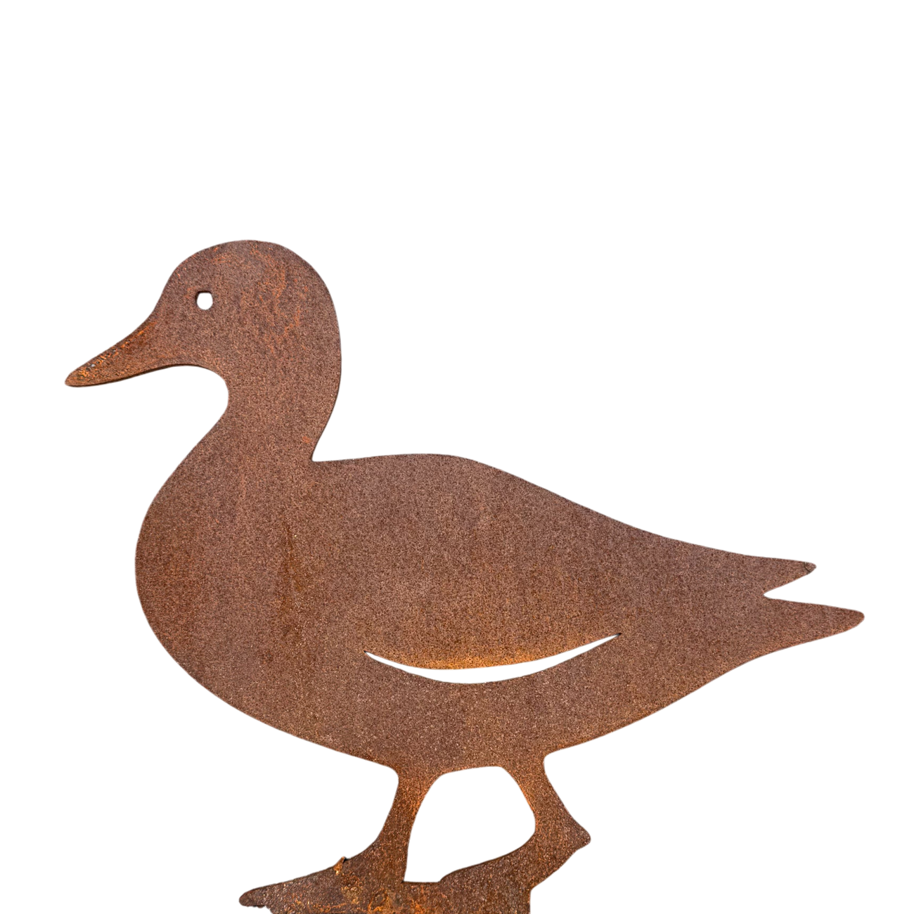 Tuinsteker QUACK van cortenstaal in de vorm van een eend