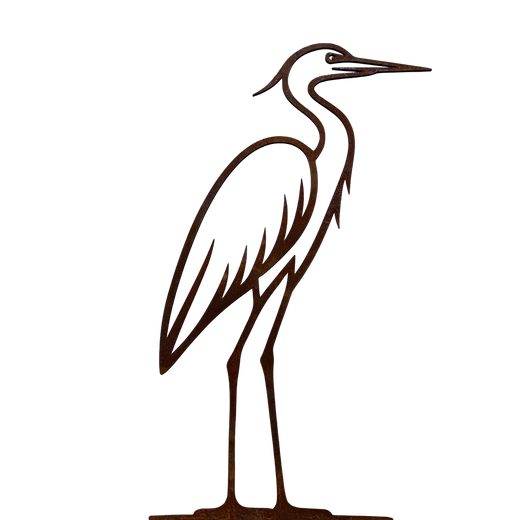 Tuinsteker HERON – reiger van cortenstaal voor bij vijver of gras