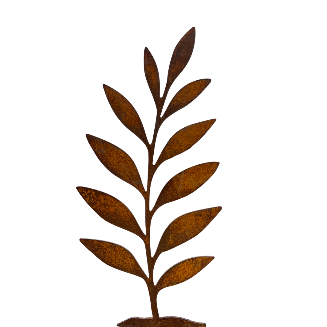 Tuinvorm BUDSHAPE – cortenstalen varenvormige tuinvorm met grondpin