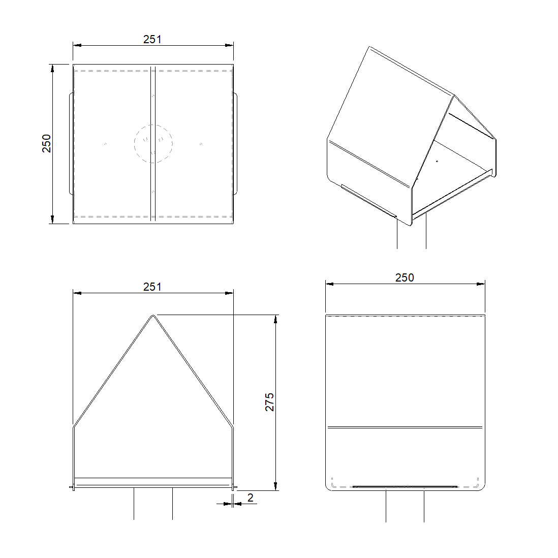 Design vogelvoederstation KOV met strakke vormgeving, duurzaam en weerbestendig