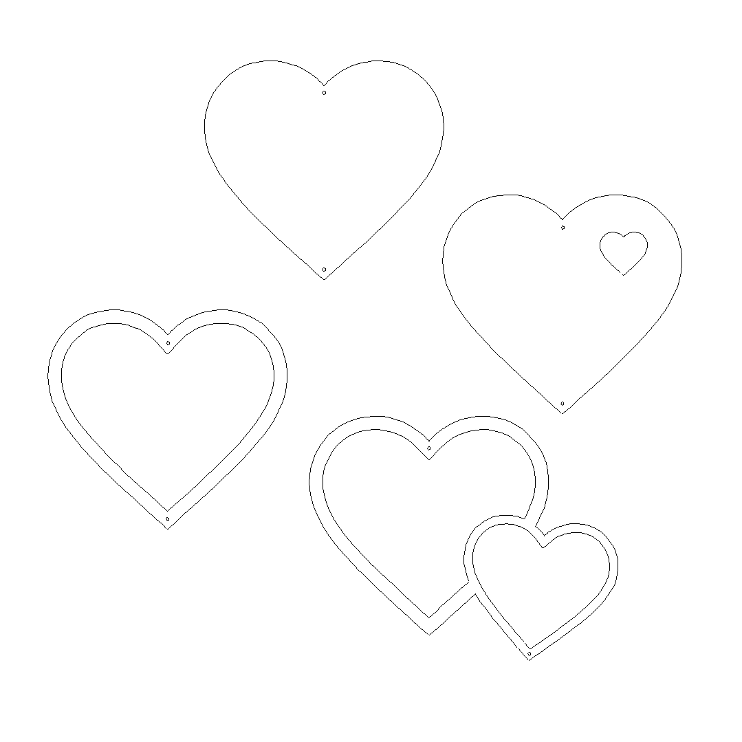 Tuinvorm LOVE van Stalen Design, set van 4 cortenstalen wandharten van circa 12 x 12 cm per stuk.