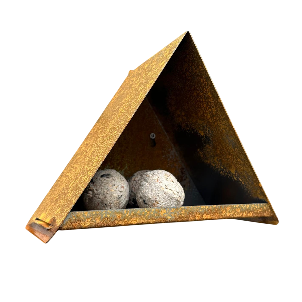 Vogelvoederhuis METEOR – corten wandvoederhuis met montage set