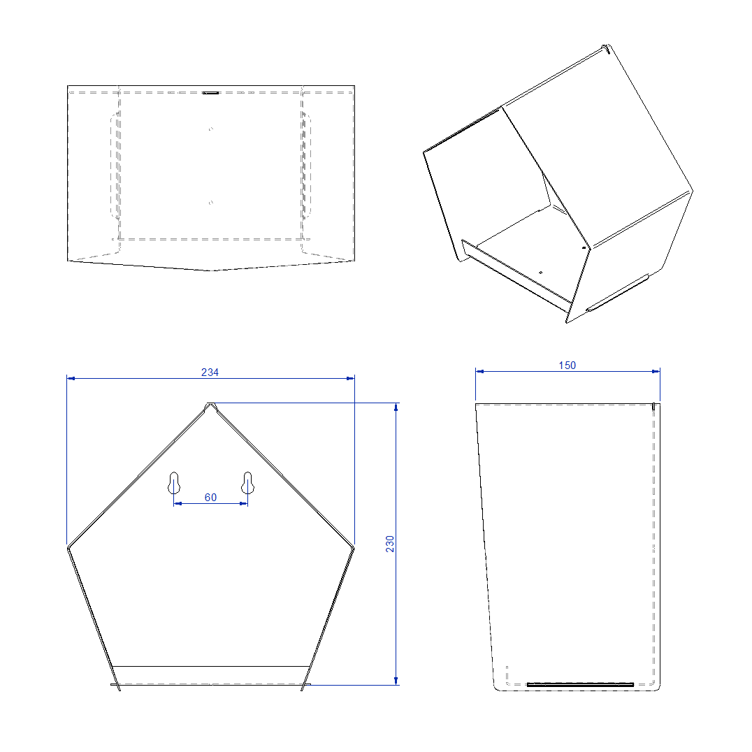Vogelvoederhuis PERCH – vijfhoekig wandvoederhuis