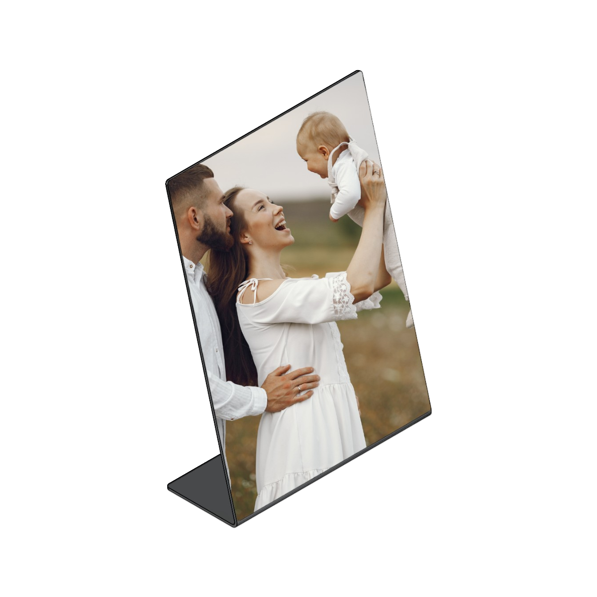 Verticale Fotoplaat PORTRAIT van elektrisch verzinkt DC01 staal met UV-print, staand model voor portretfoto’s