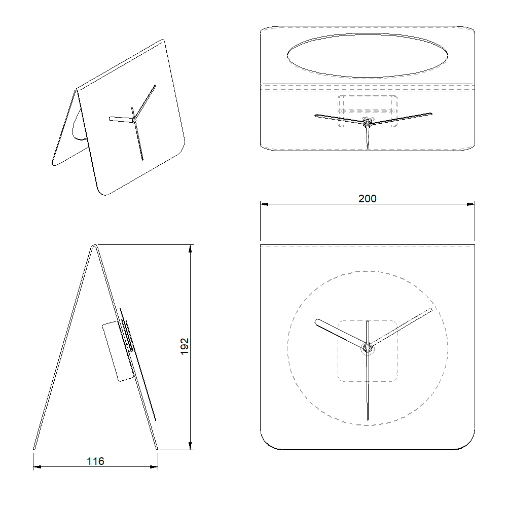 Tafelklok ROSS van gepoedercoat staal in kleur, modern Nederlands design