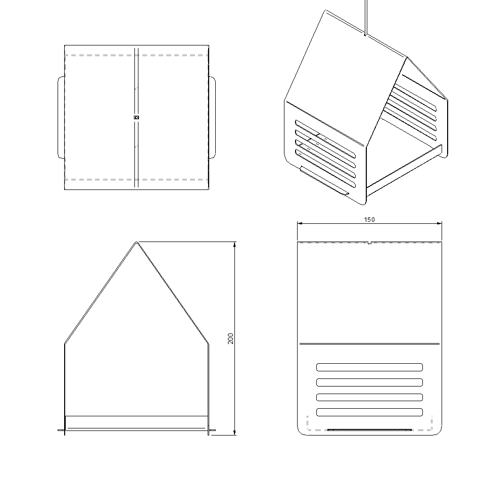 Hangend vogelvoederhuis RUST van cortenstaal met roestkleur, modern design voor tuin of balkon
