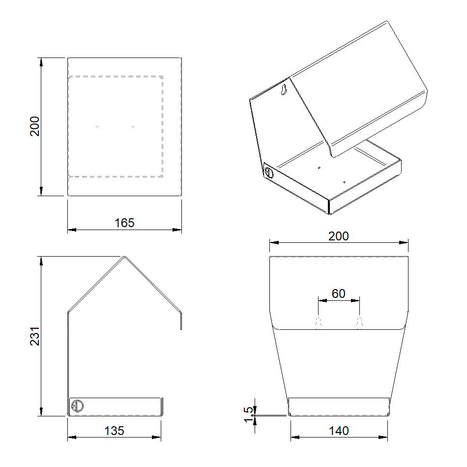 Vogelvoederhuis TEMPLAR – wandvoederhuis met zadeldak
