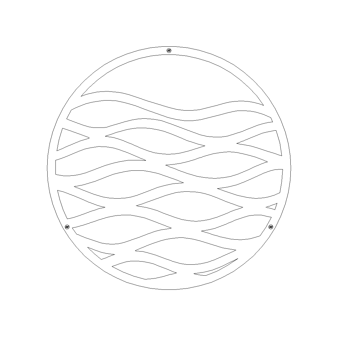 Wanddecoratie TIDE van cortenstaal met moderne golven, ronde muurdecoratie voor buiten