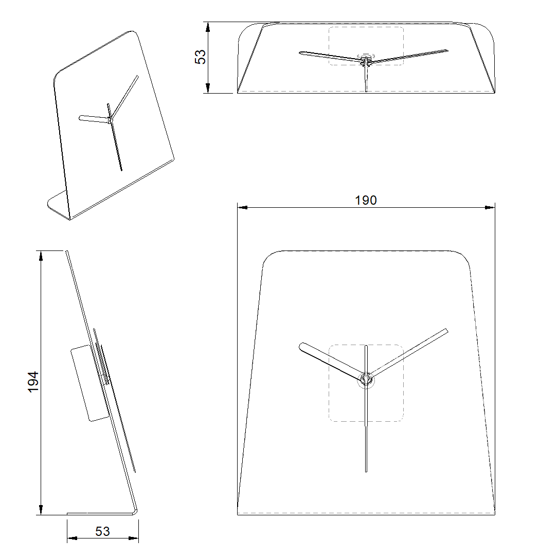 Design tafelklok TOTH van gepoedercoat staal, strak Nederlands ontwerp