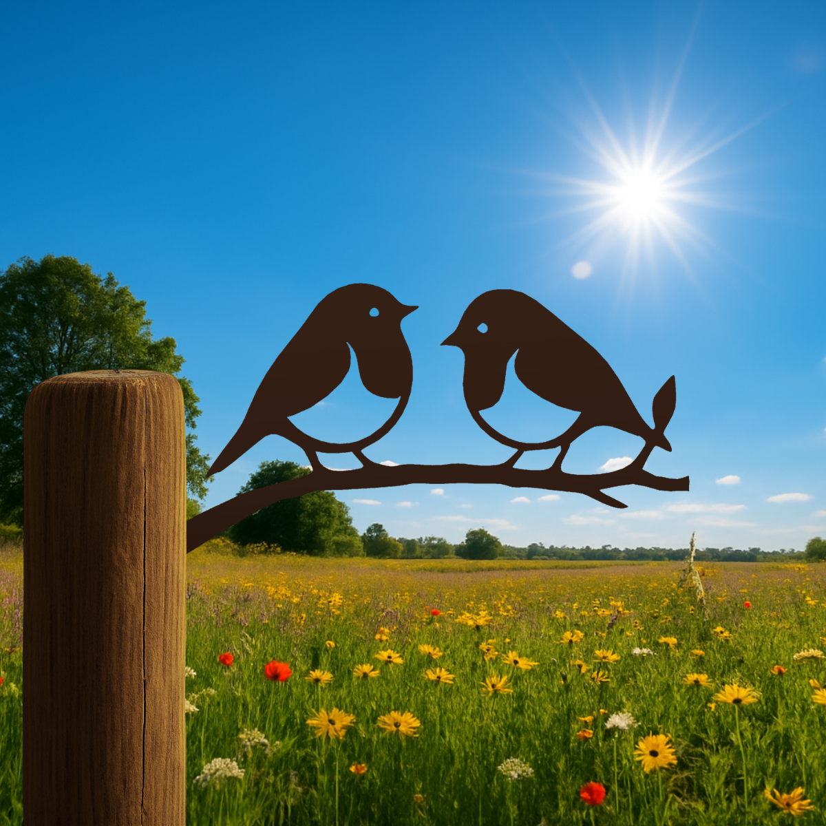 Tuinvorm RUDDOCK – cortenstalen boomdecoratie met vogelvormen