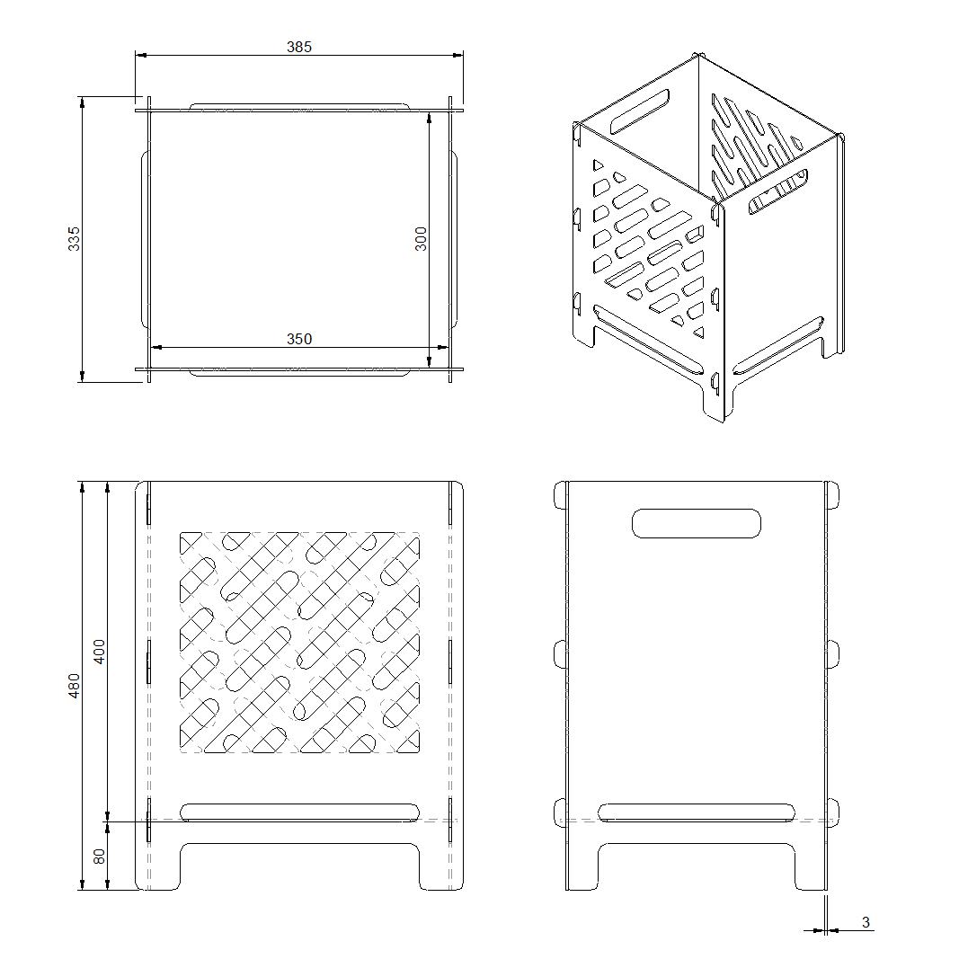 Vuurkorf FIRE van cortenstaal met roestlaag, modern design voor tuin of terras