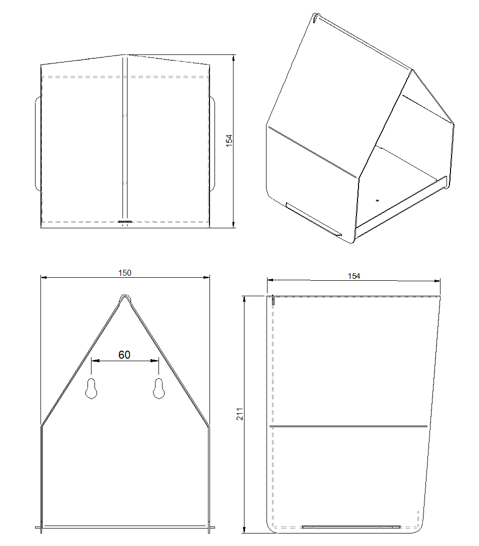 Vogelvoederhuis ZEST, modern houten voederhuis voor tuinvogels met strak ontwerp en open zijden.
