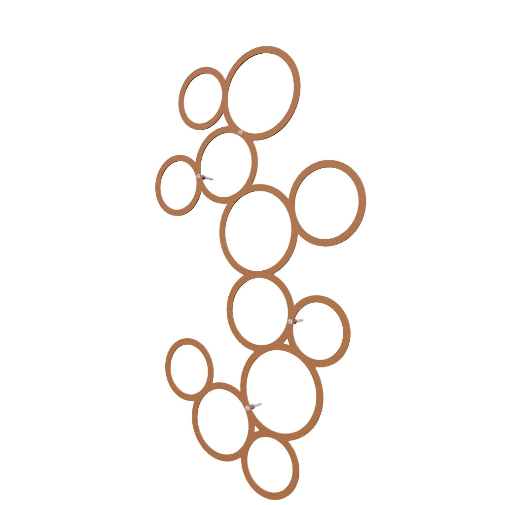 Wanddecoratie RING van cortenstaal met 12 ronde openingen – voor buitengebruik