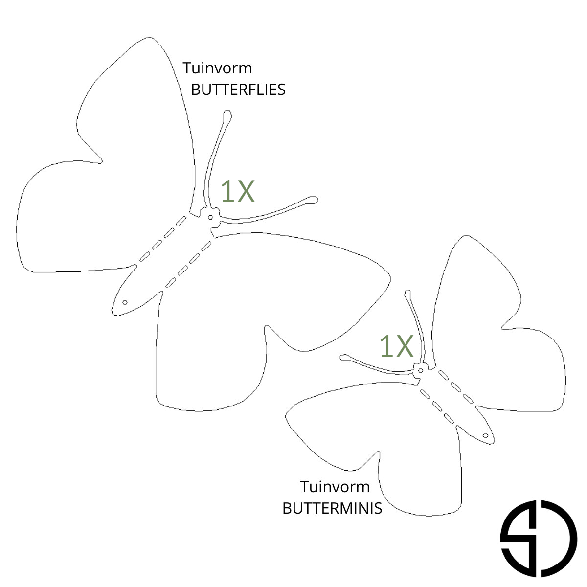 Tuinvorm BUTTERFAMILY cortenstalen wandvlinders van Stalen Design voor tuin, gevel en schutting