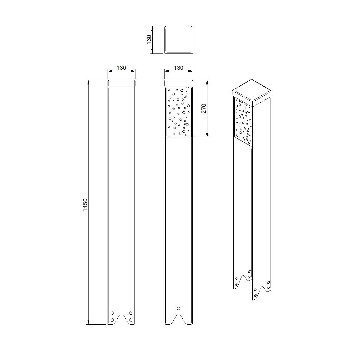 Bijenhotel CELL van Stalen Design, cortenstalen paal met geïntegreerd eiken bijenhotel voor wilde bijen.