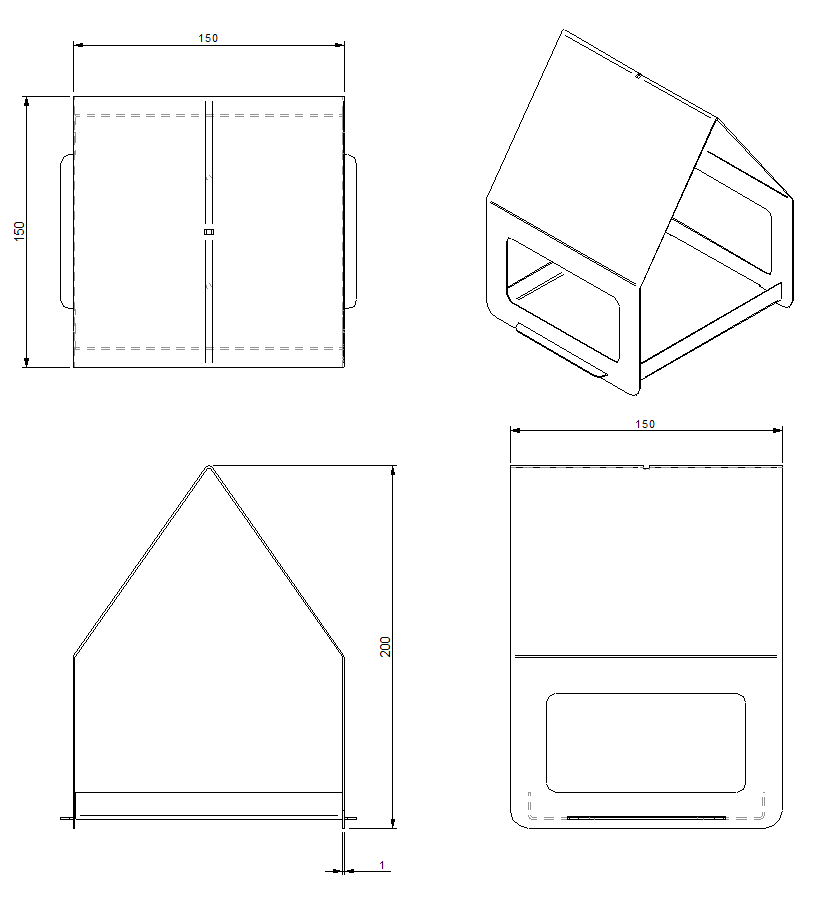 Vogelvoederhuis EON – cortenstalen hangend vogelhuis met RVS haak