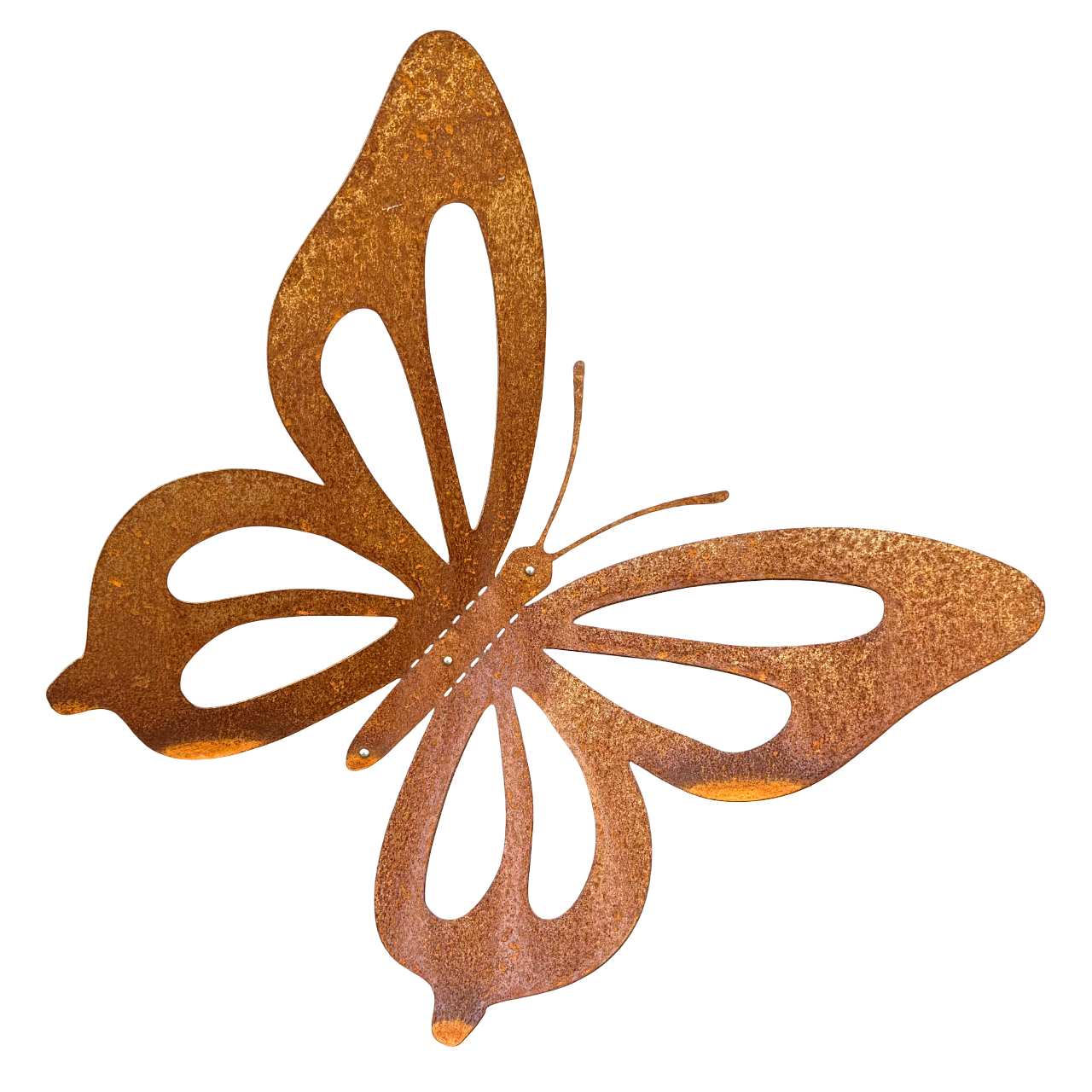 Tuinvorm ENILORAC – grote vlinder van cortenstaal voor wandmontage