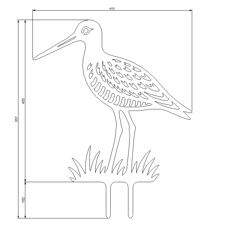 Tuinsteker GRUTTO van Stalen Design, cortenstalen grutto tuindecoratie met grondpinnen voor plaatsing in de tuin.