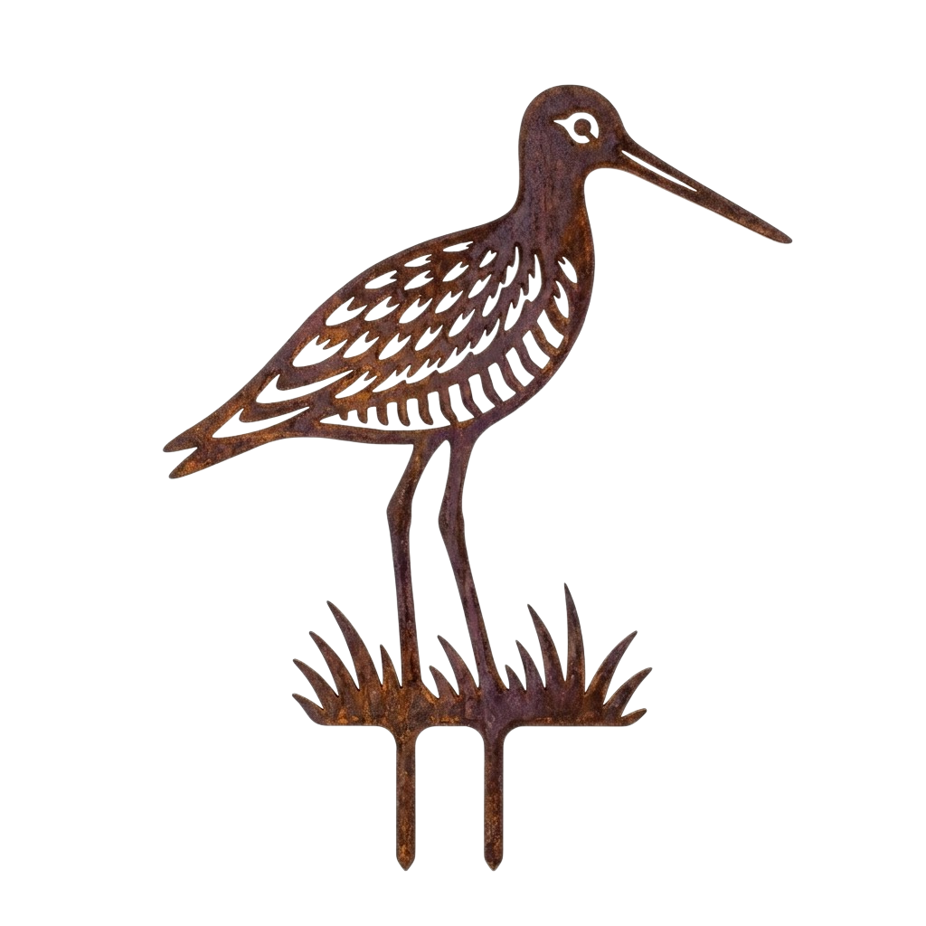 Tuinsteker GRUTTO van Stalen Design, cortenstalen grutto tuindecoratie met grondpinnen voor plaatsing in de tuin.