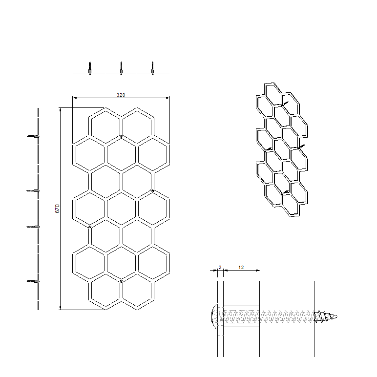 Klimplantrek HEXON van Stalen Design, cortenstalen wandpaneel met hexagon motief voor klimplanten.