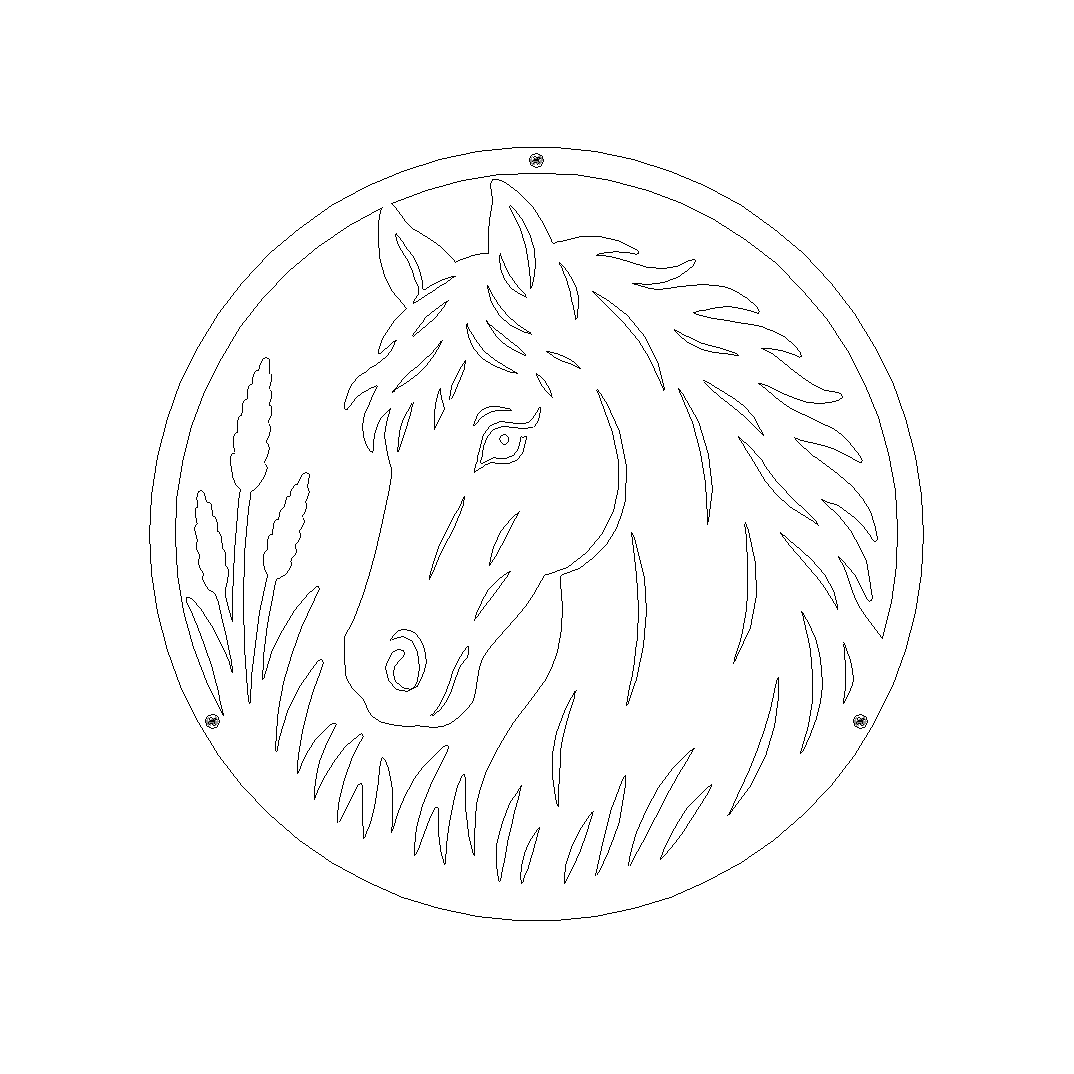 Wanddecoratie HORSE van cortenstaal met paard, ronde wanddecoratie Ø 450 mm voor gevel, tuinmuur of schutting