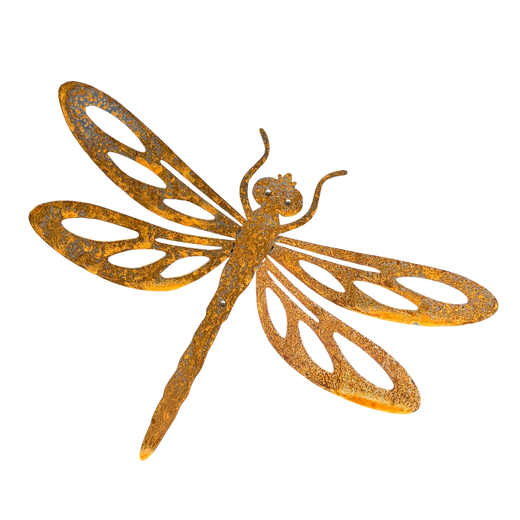 Grote cortenstalen libelle voor aan de wand, Tuinvorm DRAGONFLY van Stalen Design
