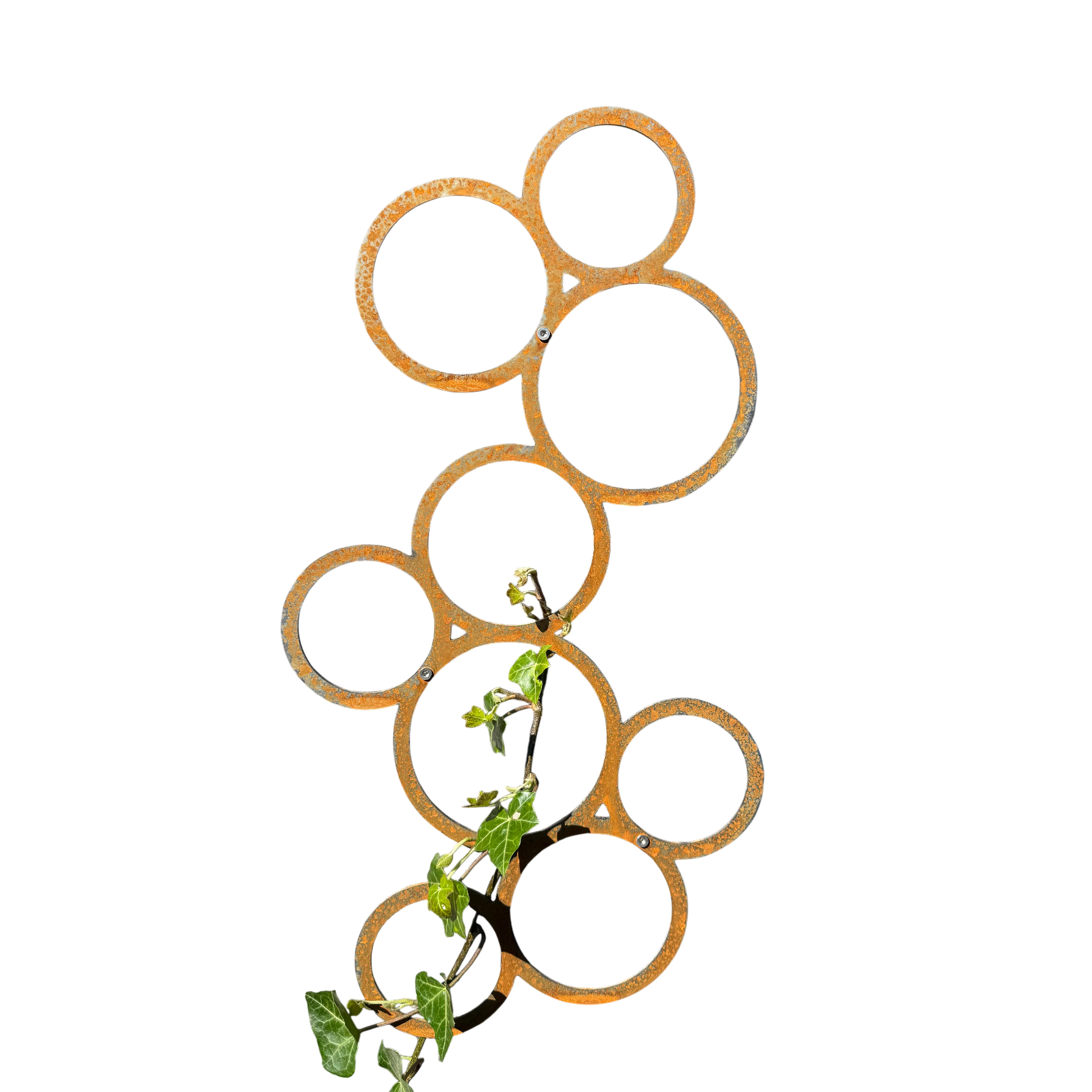 Wanddecoratie BUBBLE van cortenstaal met 9 ronde openingen – voor buiten