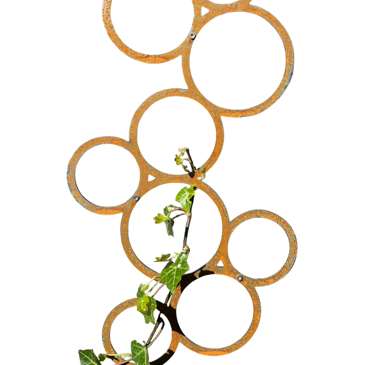 Wanddecoratie BUBBLE van cortenstaal met 9 ronde openingen – voor buiten