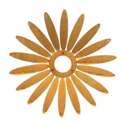 Wanddecoratie MARGA van cortenstaal met bloemmotief, ronde wanddecoratie Ø 450 mm voor gevel, tuinmuur of schutting