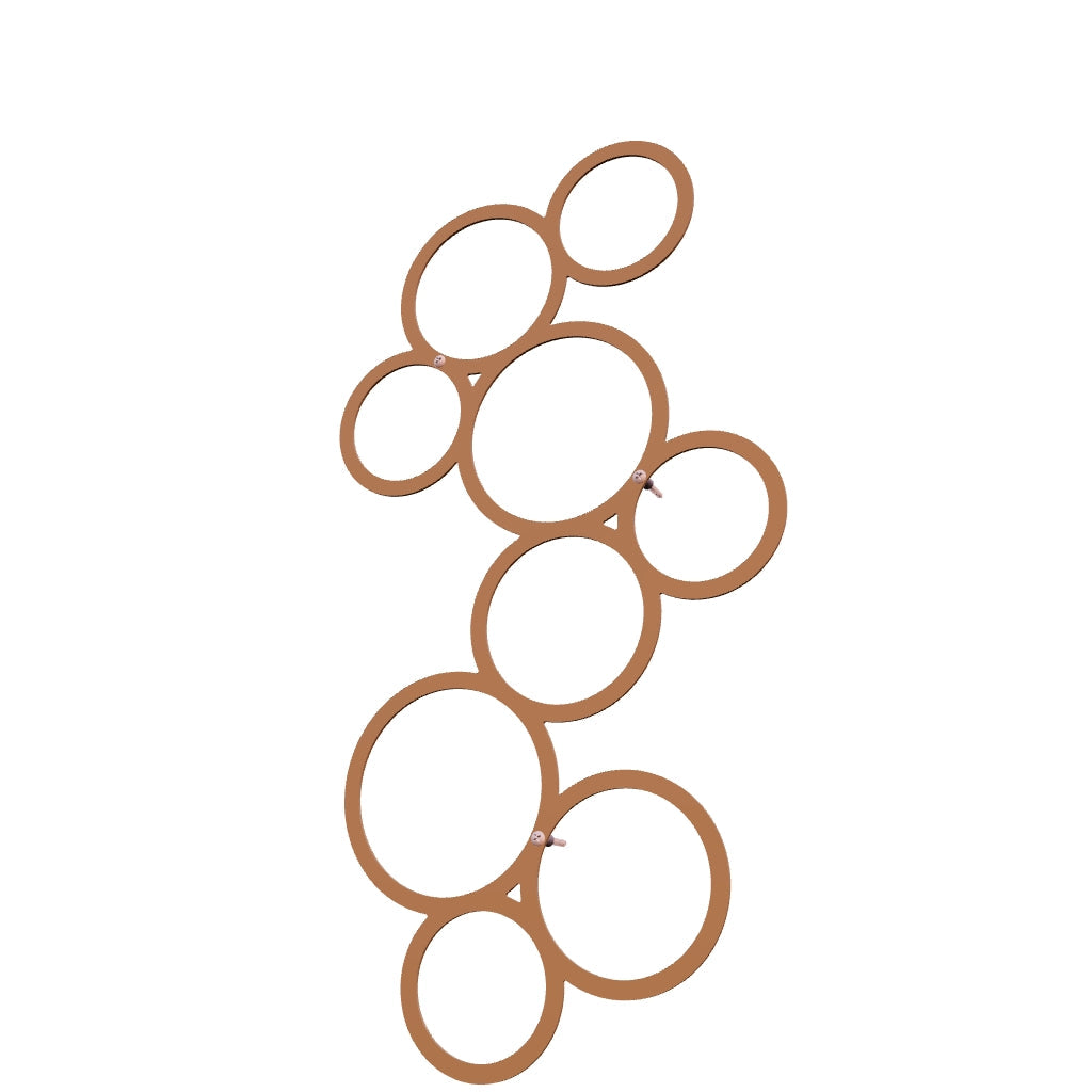 Wanddecoratie BUBBLE van cortenstaal met 9 ronde openingen – voor buiten