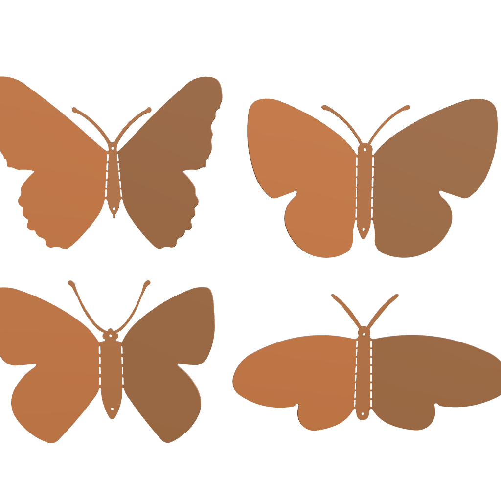 Tuinvorm BUTTERFLIES – set van 4 cortenstalen vlinders voor wandmontage