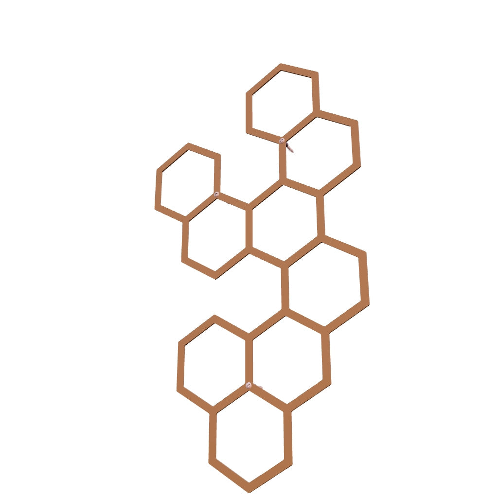 Wanddecoratie HEXA als design klimrek voor de tuin – duurzame roestlook