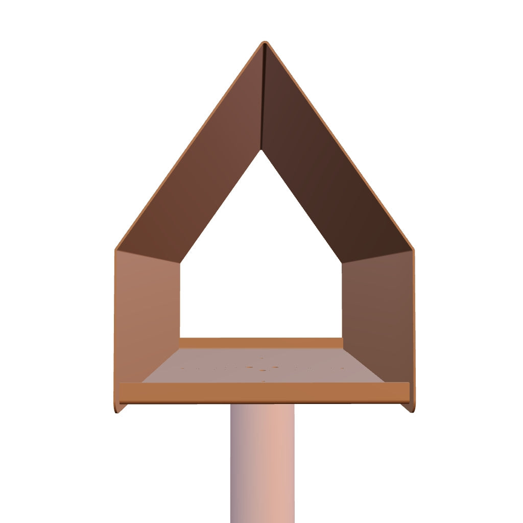 Vogelvoederhuis LUMOS van cortenstaal met zadeldak, paalmodel van Stalen Design