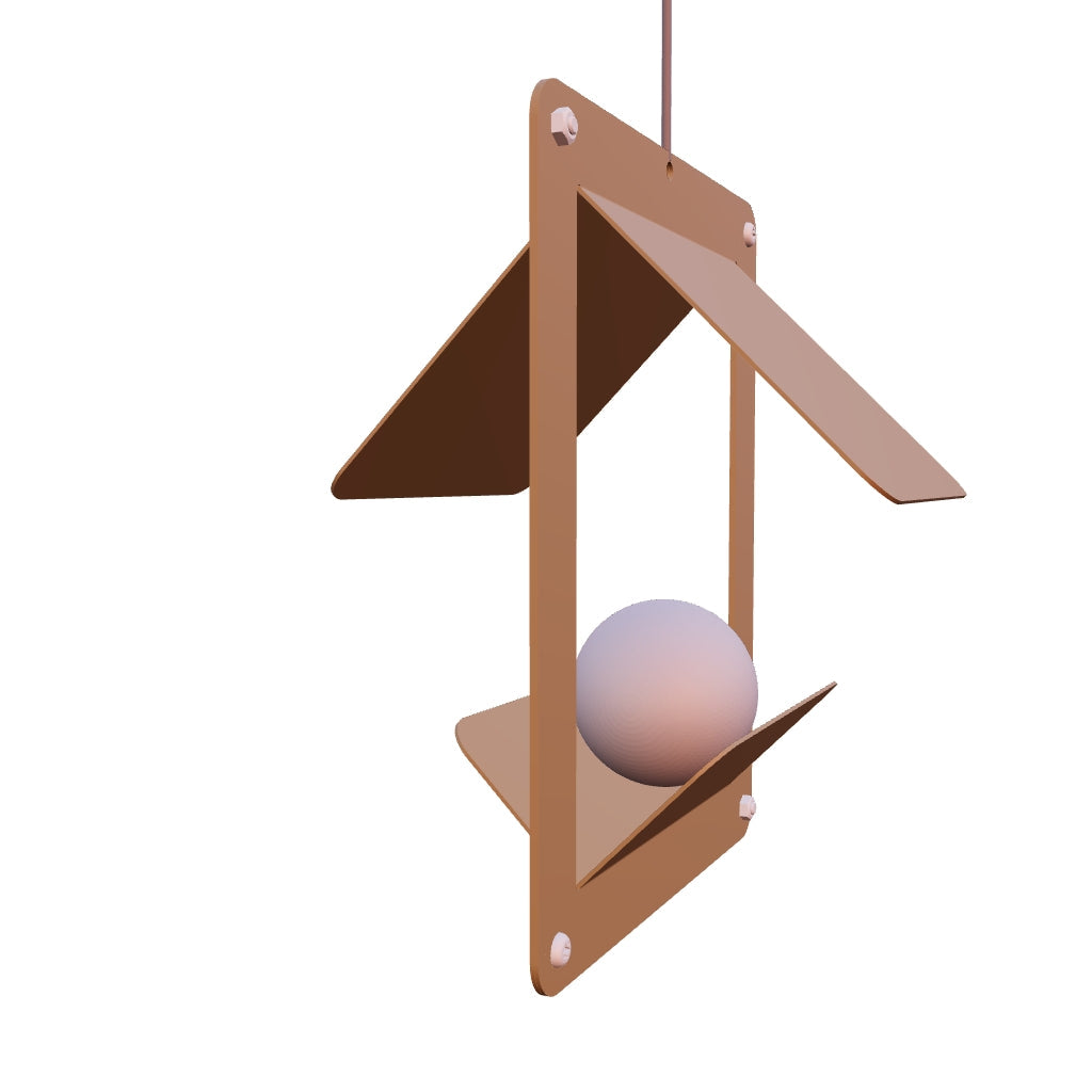 Design vogelvoederhuis SONGBIRD van cortenstaal met ruimte voor vetbol, hangmodel.