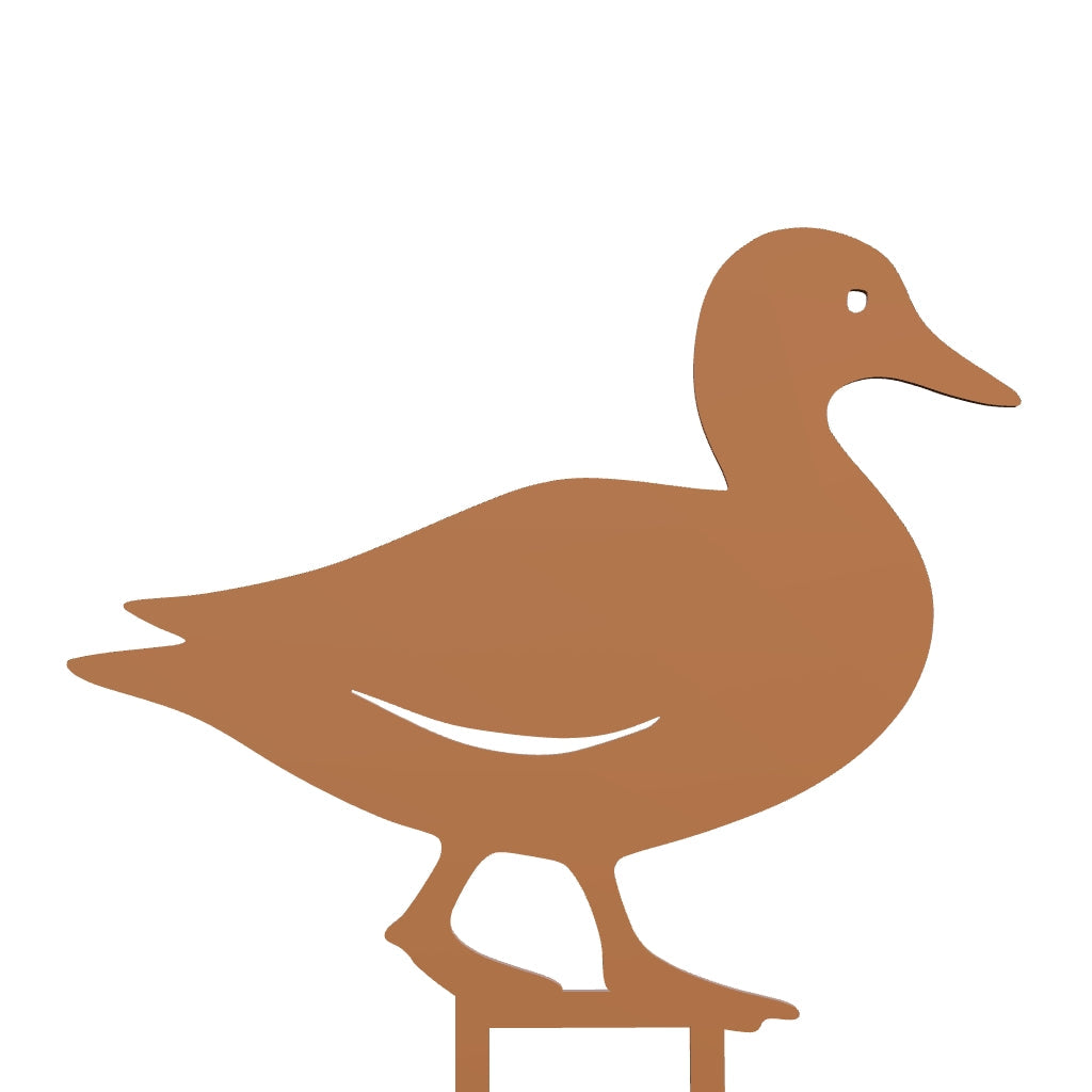 Tuinsteker QUACK van cortenstaal in de vorm van een eend