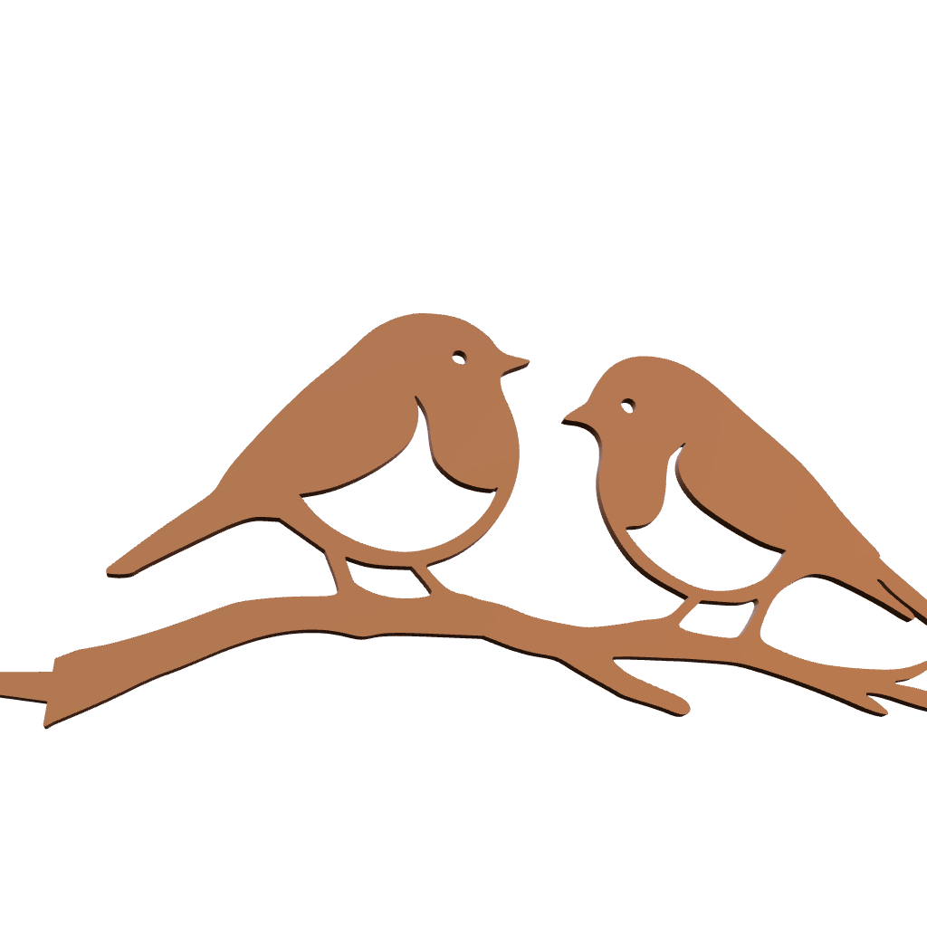 Tuinvorm ROBINET – twee vogels op takje, sla in boom met hamer