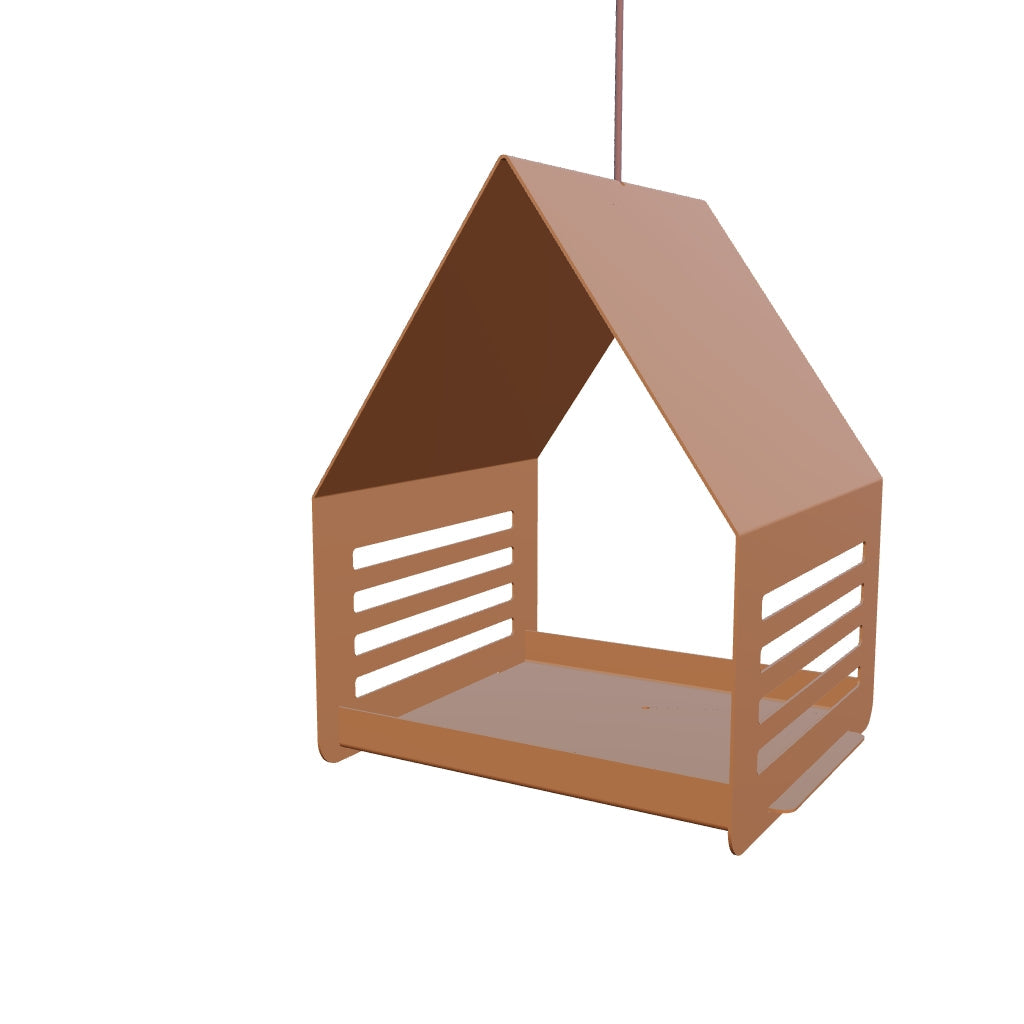 Hangend vogelvoederhuis RUST van cortenstaal met roestkleur, modern design voor tuin of balkon